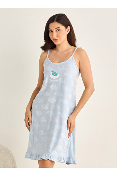 FAV Midi Strappy Slip Dress with Textured Cloud Detail