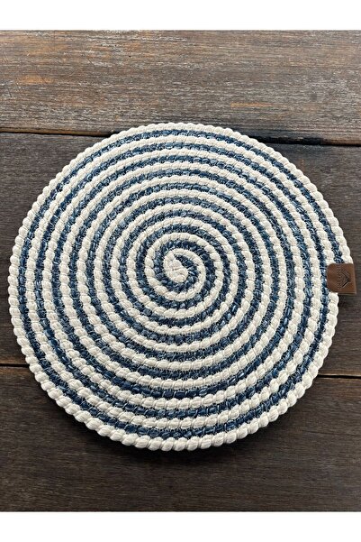 home inn Round American Service Platter Stain Resistant - Supla Striped Blue ...