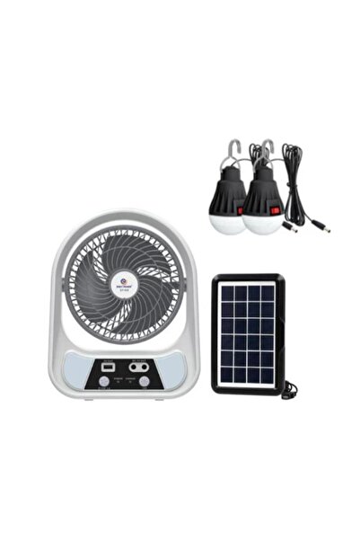 OEM Portable Solar Fan with 2 LED Bulbs and Flashlight – Ideal for Camping