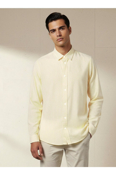 FAV Men Regular Fit Collared Striped Long Sleeve Shirt