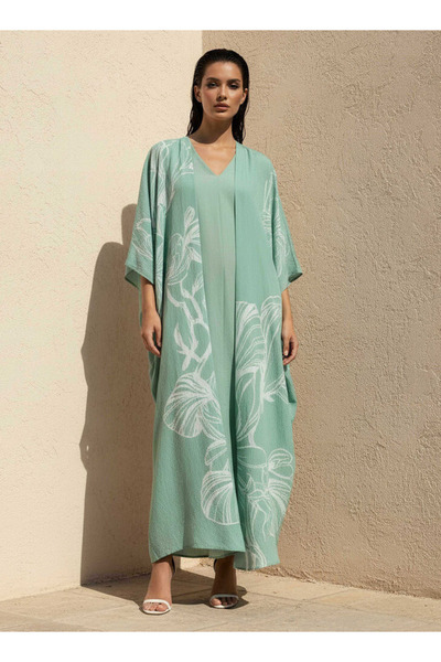 Iconic A-line Midi Dress and Shrug with Floral Print