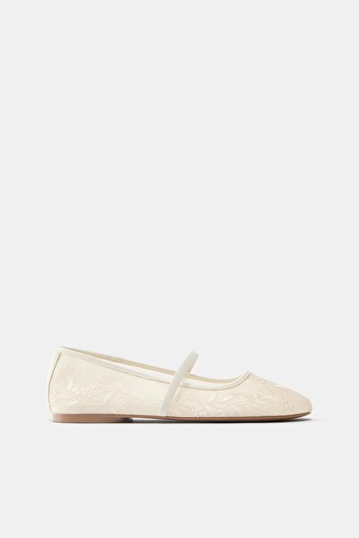 Pull & Bear Embellished mesh ballerinas