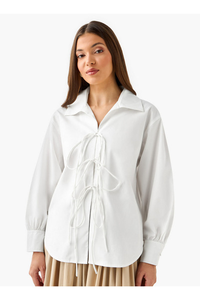 Iconic Relaxed Fit Cotton Shirt with Tie-Ups