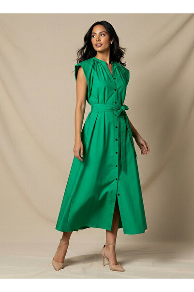 Iconic فستان نسائي بسيط بقصة حرف A مع حزام ربط