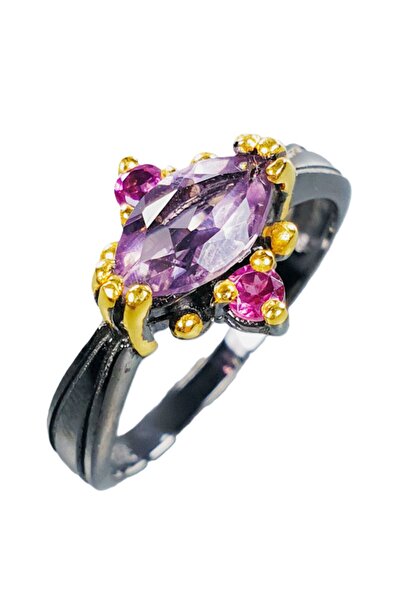 FashionBijoux 925 silver jewelry ring with amethyst and rhodolite, 7