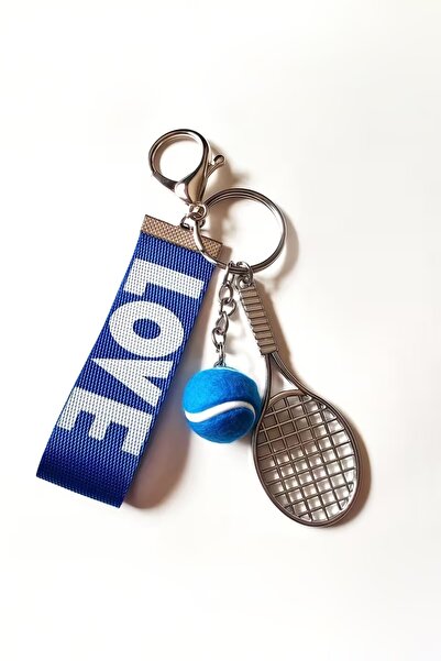 İLKYAZ Tenis Raketi Mavi Çanta Charmı ve Çanta Aksesuarı Anahtarlık (Çanta Da...