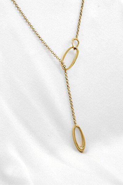 Calvin Klein Women Sculptural Long Variable Gold Plated Necklace, Gold