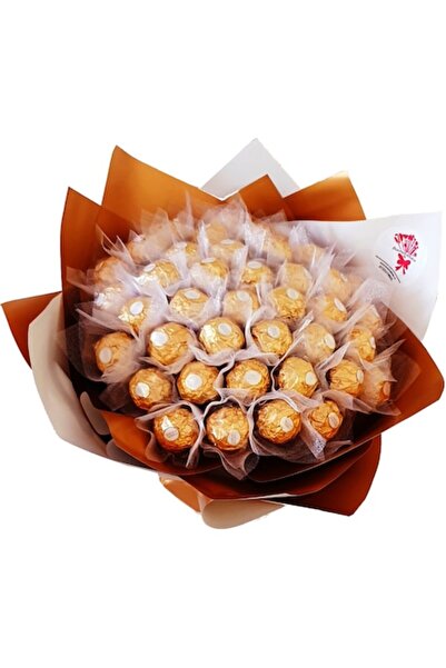 Buchetul dulce Gift bouquet, 37 pralines, white and gold packaging