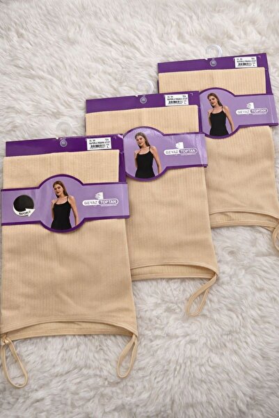 BEYAZTOPTAN Cotton Ribbed Women's Strap T-Shirt 4-Piece Pack