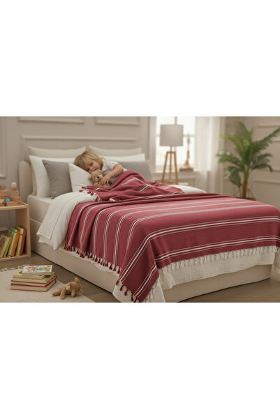 DNRYSL 100% Cotton Black Bench Weave Pique, Burgundy Striped, Soft Textured B...