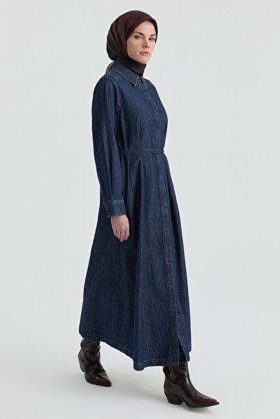 Tuğba Denim Gömlek Elbise - Lacivert