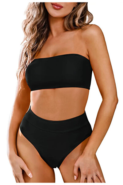 PINK QUEEN Bikini swimsuit, push-up, high waist, black, 2XL