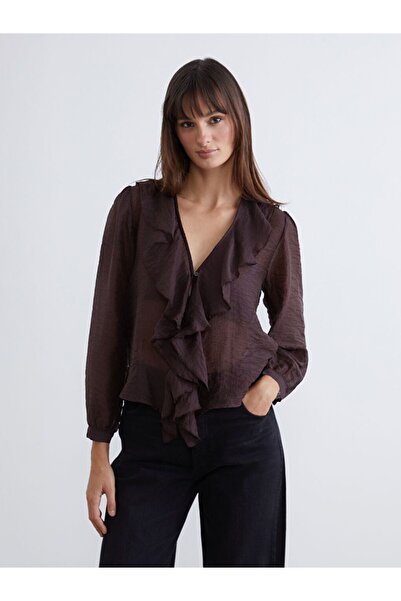 LC Waikiki LCW Vision V Yaka Fırfırlı Bluz