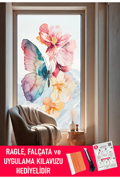 DEGE HOME Transparent, Pattern Printed, Adhesive Foil. Shower Cabin, Balcony,...