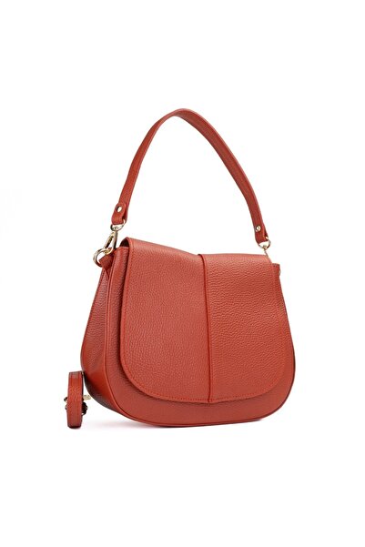 Posete Fagaras Camelia Leather Purse - Brick, Casual Bag Made of Genuine Leat...