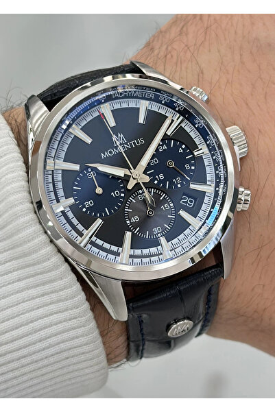Momentus Orijinal Siyah Deri Kordon 10ATM Su Geçirmezlik Erkek Kol Saati ILKC...