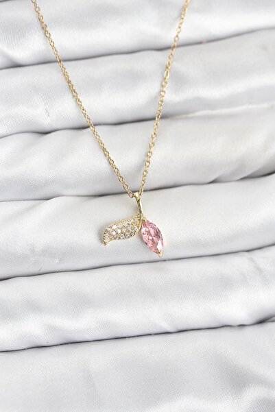 callerrons accessories سلسلة ذهبية اللون على شكل ذيل السمكة مرصعة بحجر الزركو...