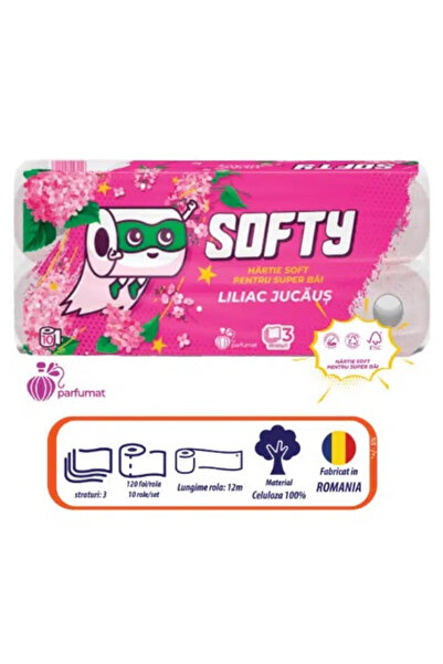 Softy Hârtie igienică parfumată Lilac Jucaus, 3 straturi, set 10 buc.
