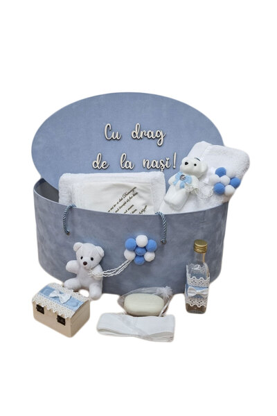 fantasialand Trusou botez baieti, Ursulet cu Baloane, in cutie catifea ovala,...