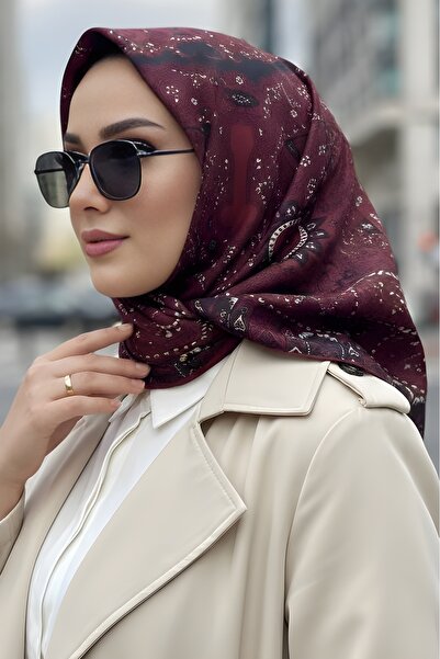 İmajButik Burgundy İpekhan Soft Digital Cotton Scarf
