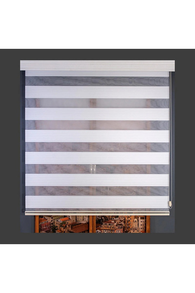 CEYHAN STORE Geniş Plise Beyaz Zebra Perde