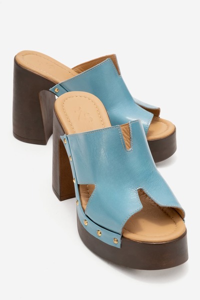 Zeynep Sıradağlı Derek Papuci din piele naturală pentru femei, albastru