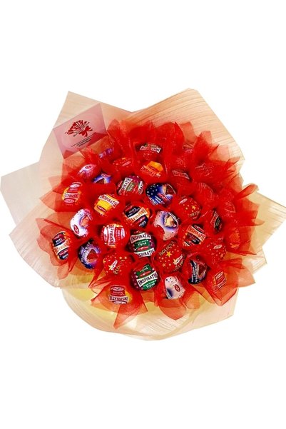 Buchetul dulce Buchet cadou, 37 praline Bucuria, ambalaj ivoir