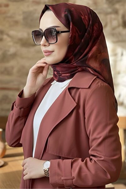 İmajButik Burgundy İpekhan Soft Digital Cotton Scarf