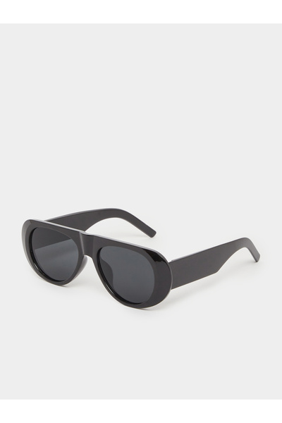 Styli Black Oval Frame Sunglasses