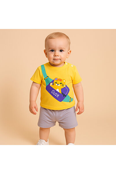 kizu Set de vară pentru băieți, galben, cu imprimeu DRĂGUȚ