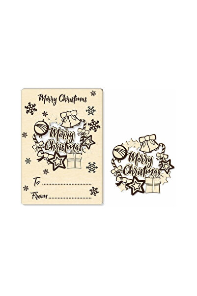 Amco Wooden Christmas card, removable ornament, size 14x20 cm