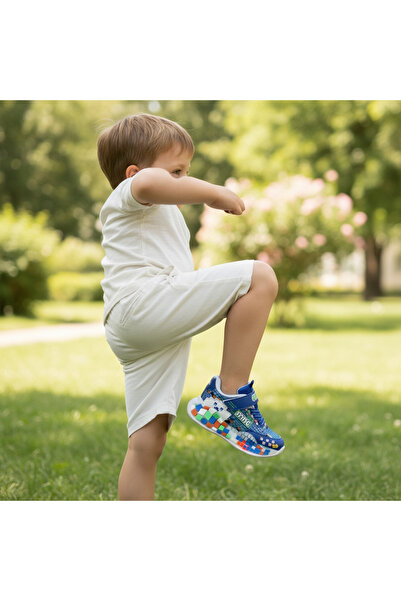 JOJO KIDS erkek çocuk ışıklı mnc craft fileli spor ayakkabı , cırtlı snekars