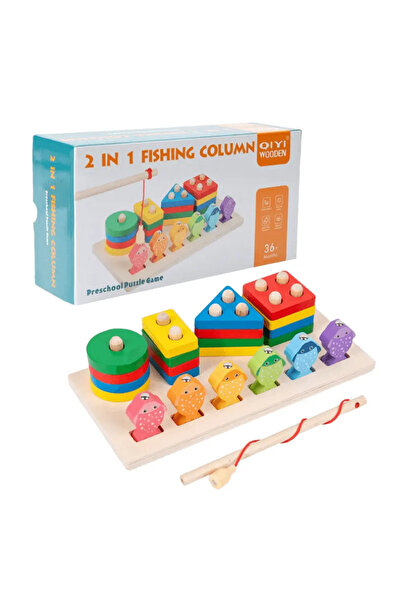 wood toys Educational Wooden Sorter - Geometric Shapes and Magnetic Fishing, ...