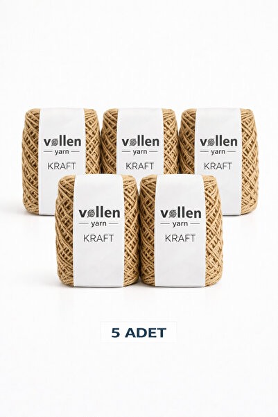 vollen yarn Kağıt İp 5li Paket 100gr,Doğal Kağıt Rafya,Makrome Çanta Örgü El ...