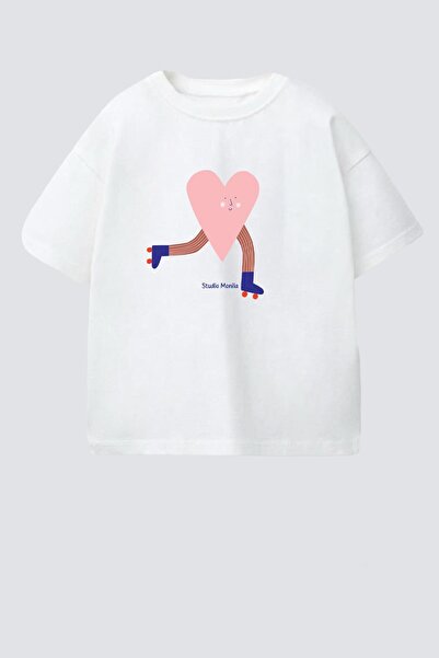 Monila Kız Çocuk Pamuklu Bisiklet Yaka Baskılı T-Shirt
