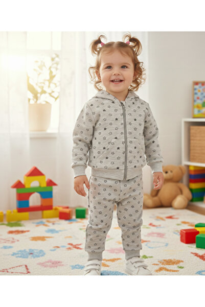 Edelweiss طقم بدلة رياضية مطبوعة بنجوم مع قلنسوة وسروال داخلي