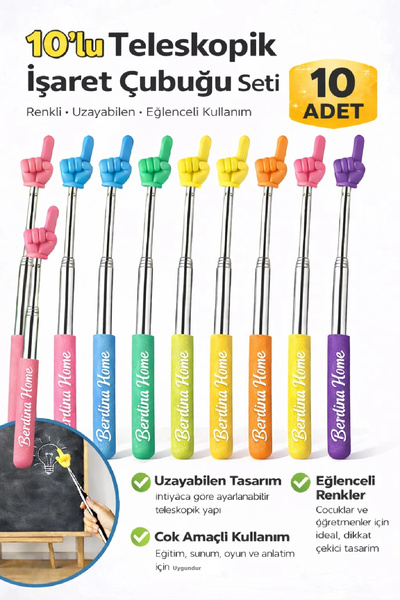 Berdina Home 10 Adet Portatif Uzayabilir Sevimli Parmak Öğretmen İşaret Tahta...