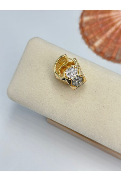 BYYEŞO أقراط دائرية بتفاصيل هندسية (فولاذية)