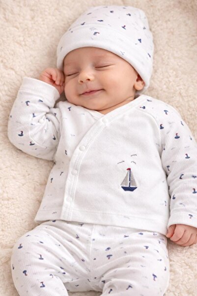 BYS BABY FASHION 5-Piece Cotton Sailing Patterned Newborn Baby Boy Hospital D...
