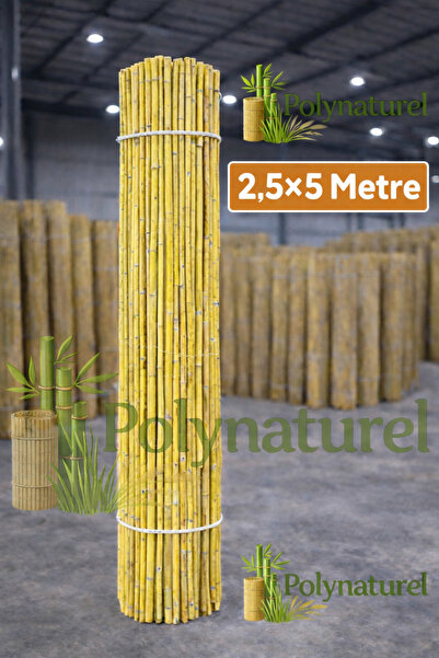 polynaturel Doğal Kamış Bambu Çit 2.5 x5m Bahçe Teras Balkon Gizlilik Perdesi...