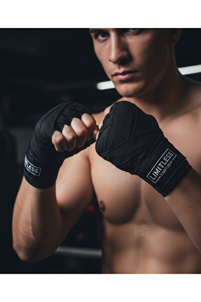Limitless Fight Gear 3.5 Meter Black Lycra Boxing Bandage