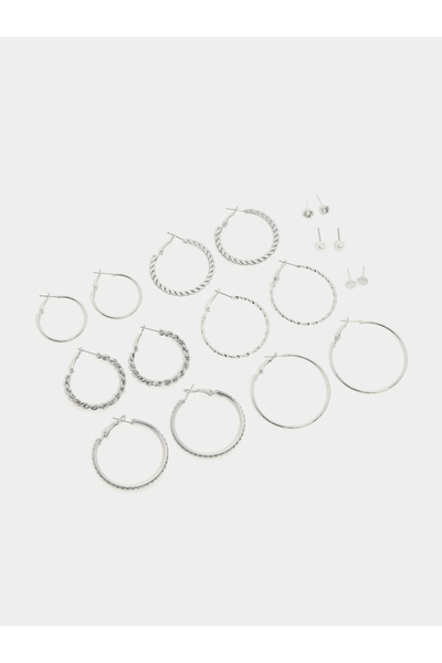 Styli Pack of 9 - Silver Hoop Earrings