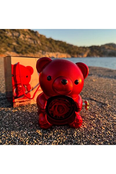 AYDIN WEAR Dönen Ayıcık Yüzük Kolye Kutusu Kırmızı Renkli ( Ürün Boş Olarak G...