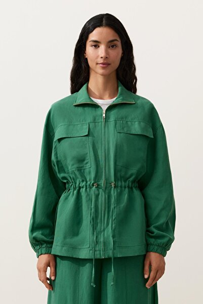 Oysho Lyocell and 24% linen blend ruched waist jacket