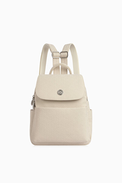 CENGİZ PAKEL حقيبة ظهر نسائية منقوشة - 7324G - بيج