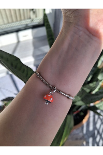 şengül takı evi Gümüş 2026 Yeni Charmlar Mantar Şirin Charm Bileklik Dahil DE...
