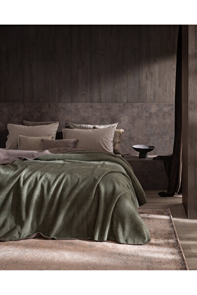 Madame Coco Caureo Single Jacquard Cotton Blanket - Khaki/Mink