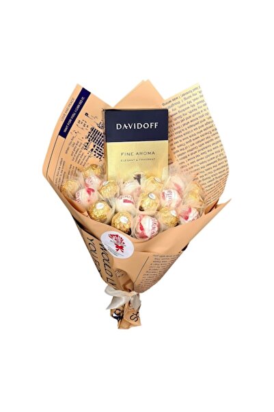 Buchetul dulce Buchet din dulciuri 10 Ferrero Rocher, 10 raffaello si Cafea 2...