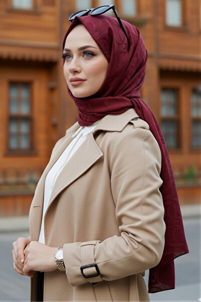 İmajButik Burgundy İpekhan Patterned Shawl