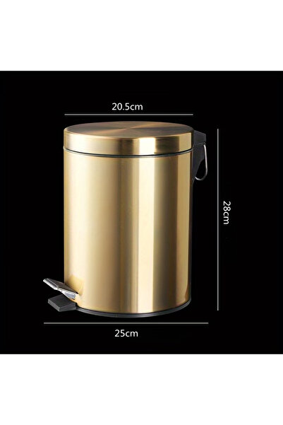 HTH سلة مهملات دائرية من المعدن الذهبي مزودة بخاصية الهبوط البطيء الصامت سعة ...